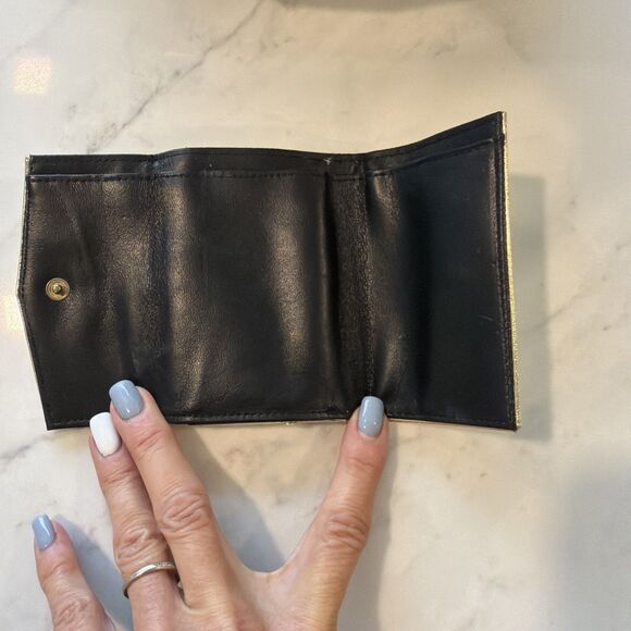 Vintage 70s 80s Gold Metalic Glam Leather Anne Klein Snap Clutch & Wallet NEW - Picture 6 of 12